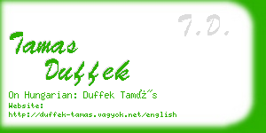 tamas duffek business card